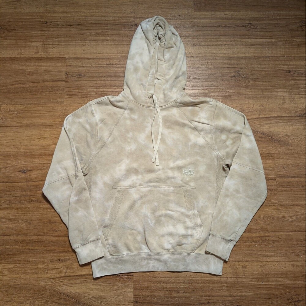 Nike Sportswear Club Fleece Pullover Tie Dye Hoodie Mens Small Cream White